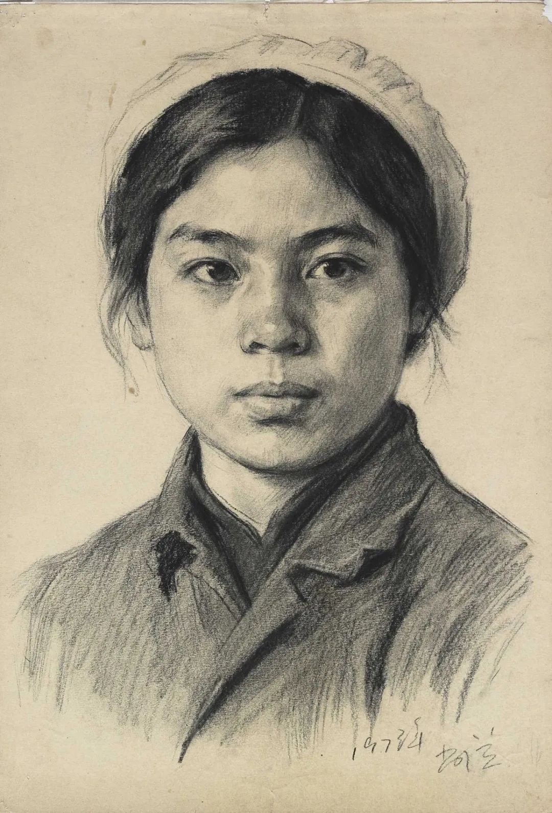 央美老院长靳尚谊，女性肖像素描