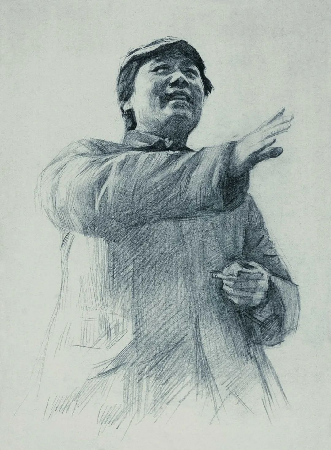 央美老院长靳尚谊，男性肖像素描！