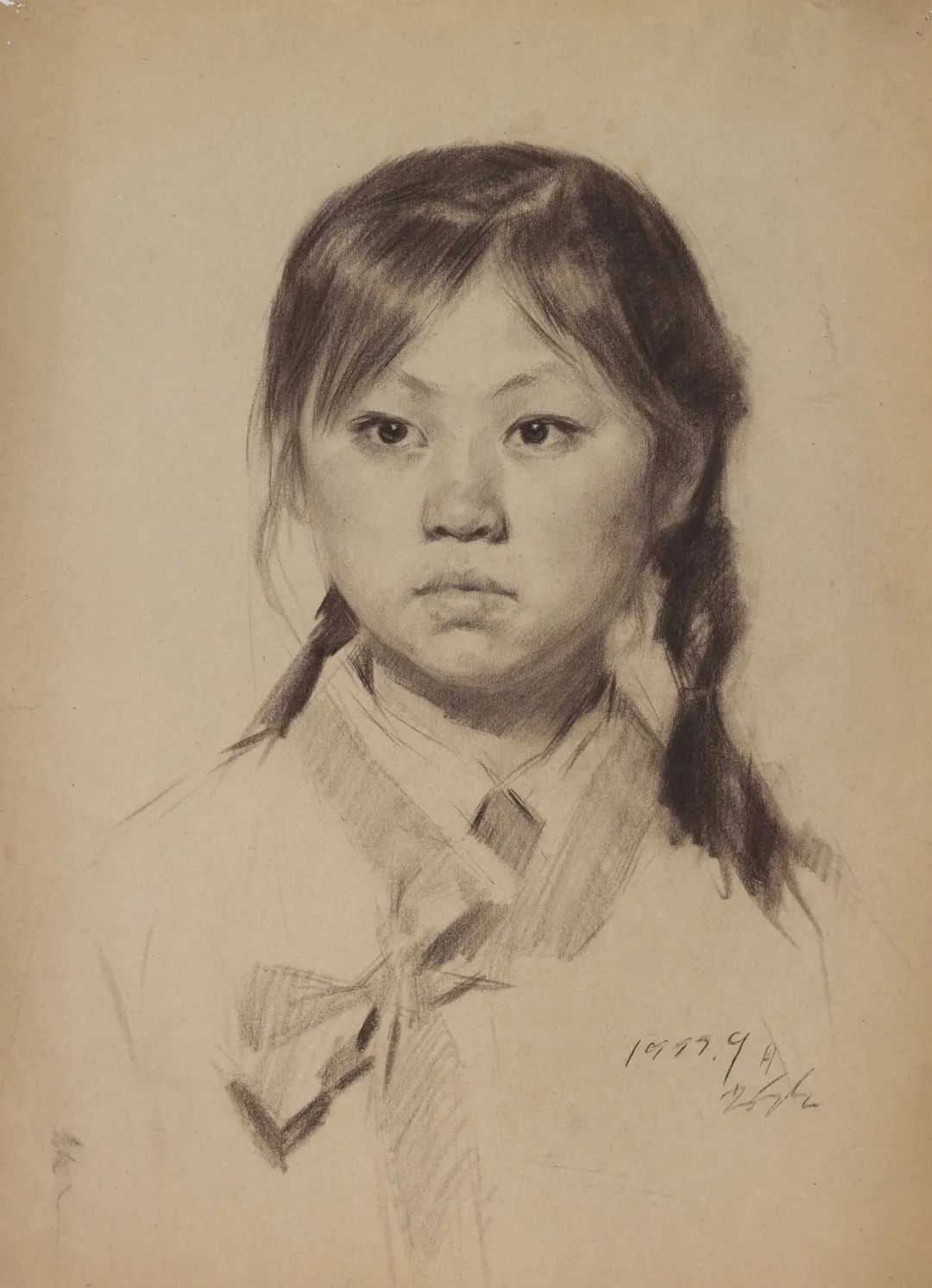 央美老院长靳尚谊，女性肖像素描
