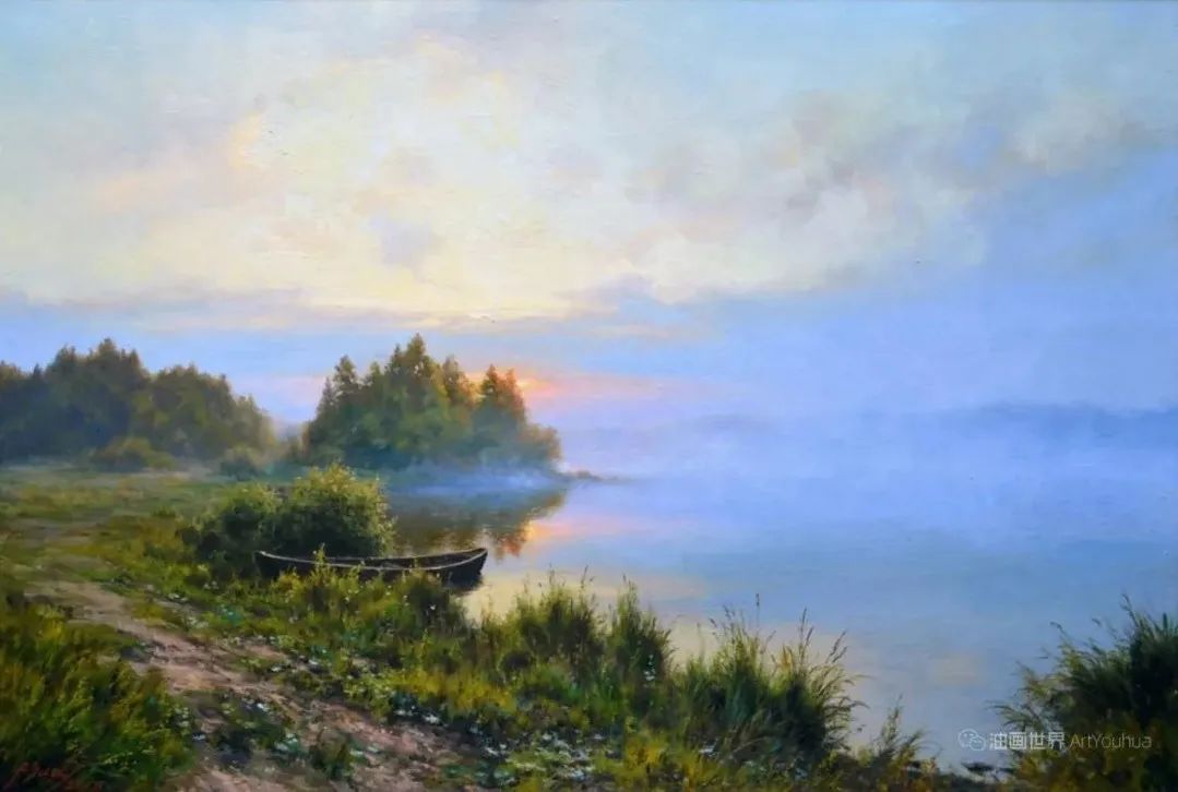 美丽的荒野风景，俄罗斯画家瓦迪姆·扎伊努林作品
