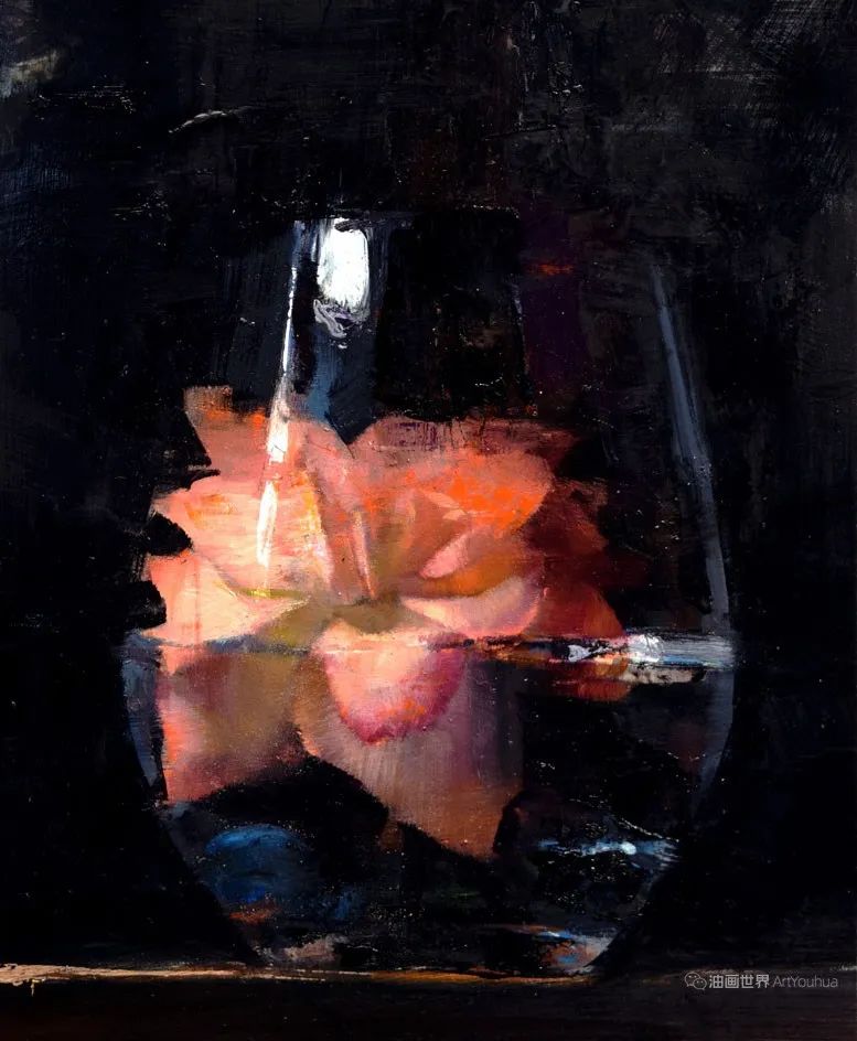 纹理丰富的花卉静物，美国画家斯科特·科纳里作品