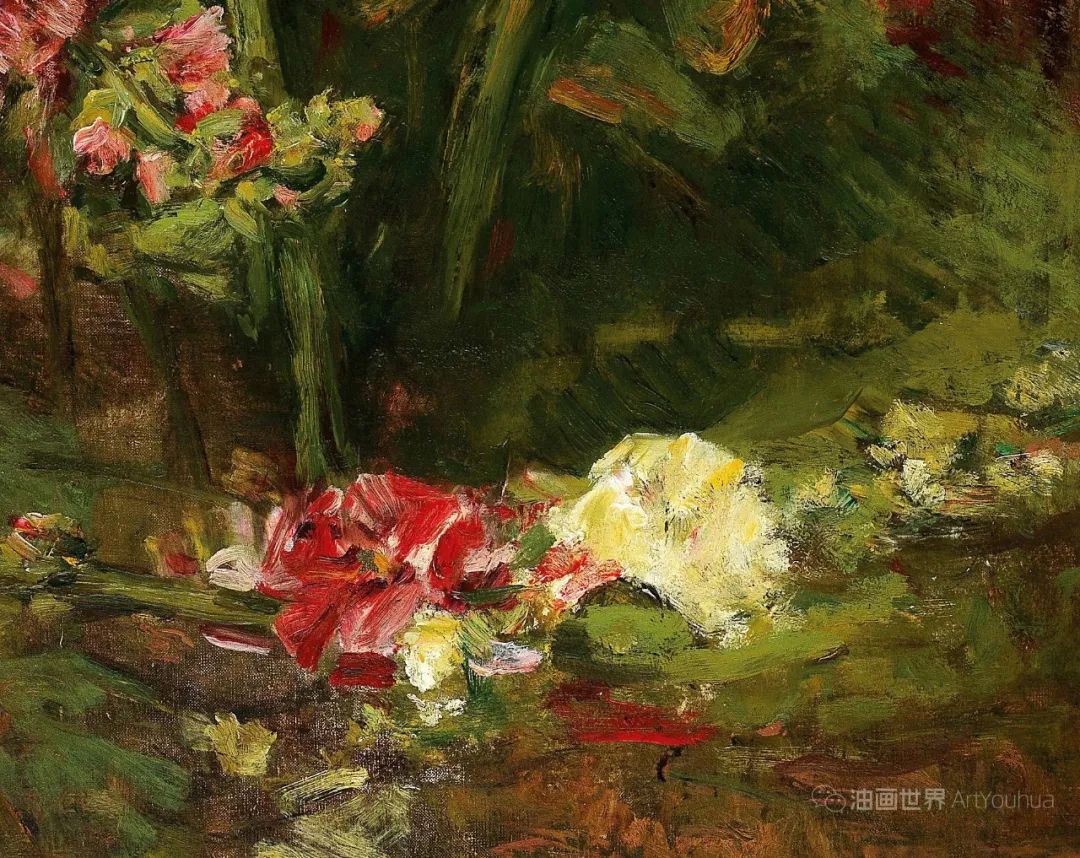 大笔触的花卉静物画，法国画家乔治·简宁作品