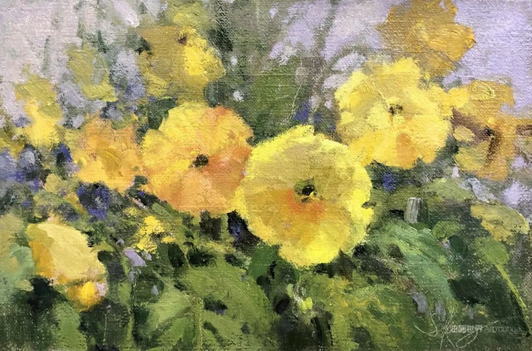 素雅的花卉与风景油画，美国画家珊娜·昆兹作品
