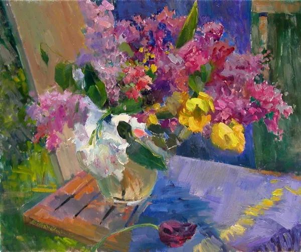令人愉悦的花卉油画，俄罗斯画家尼娜·米哈伊连科作品