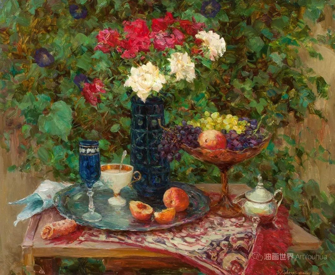 静物花卉油画，乌克兰画家米哈伊尔琴科作品！
