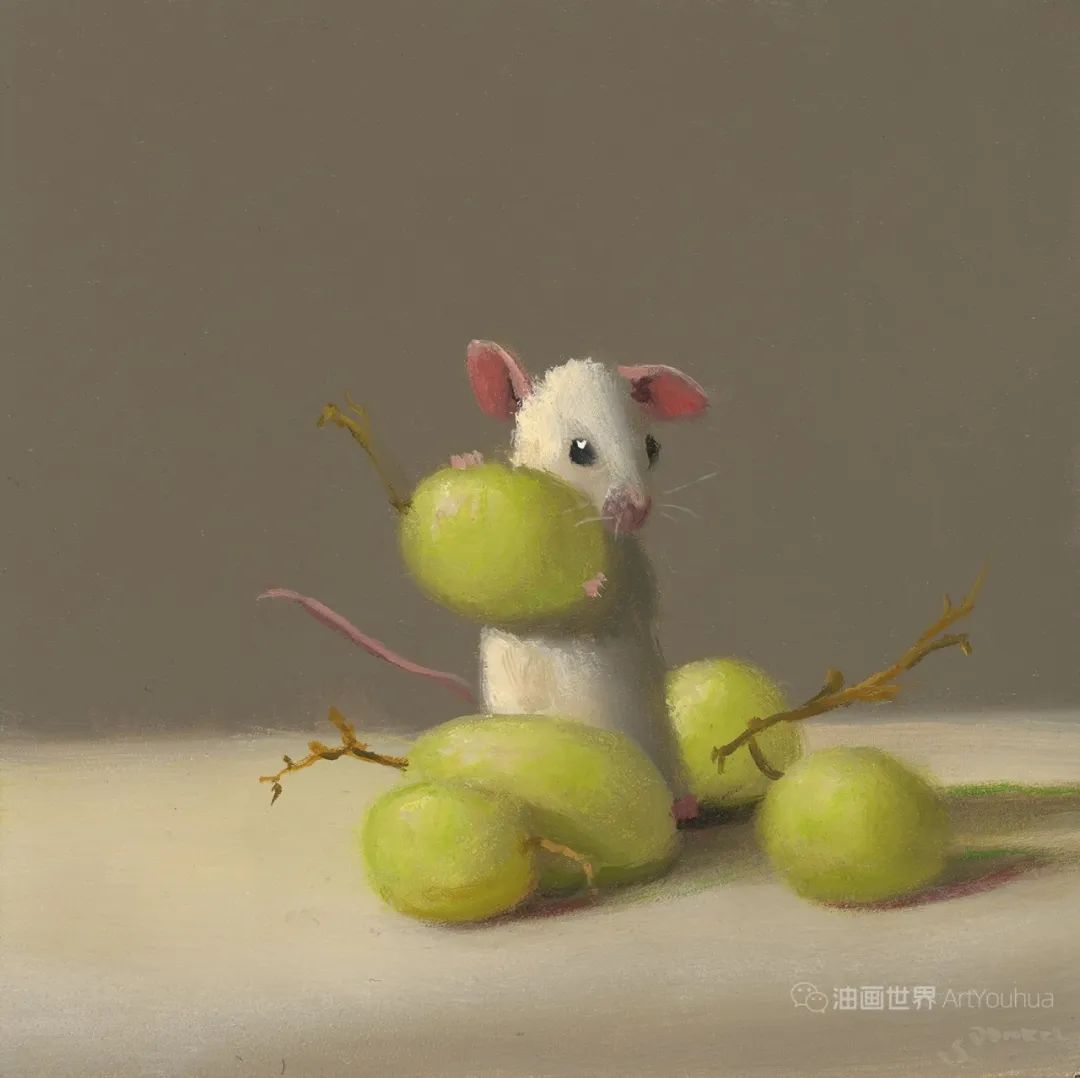 他以超萌的顽皮小白鼠油画而闻名全美！