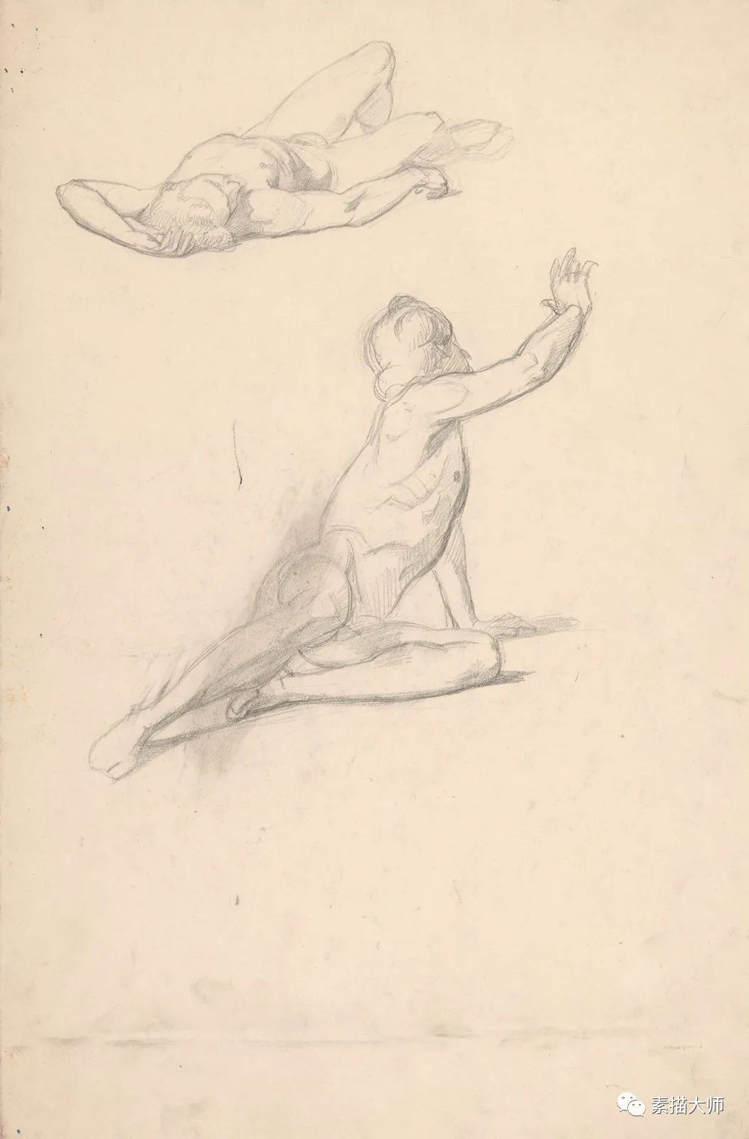 人体素描，19世纪波兰画家约瑟夫·西姆勒的作品