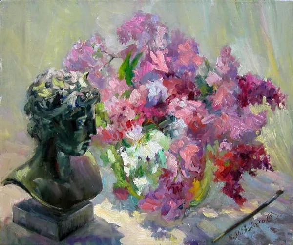 令人愉悦的花卉油画，俄罗斯画家尼娜·米哈伊连科作品