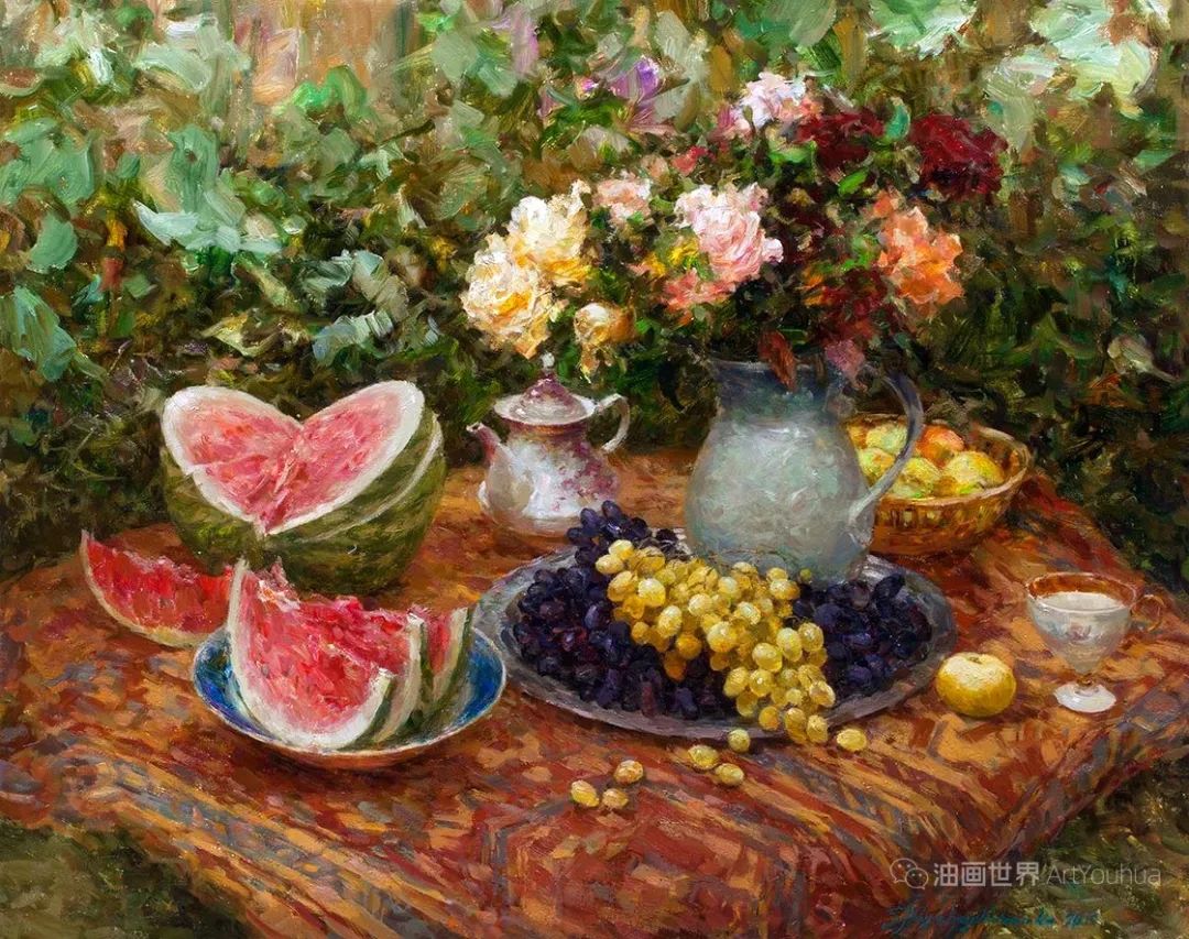 静物花卉油画，乌克兰画家米哈伊尔琴科作品！